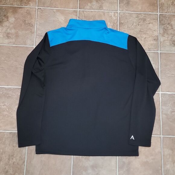 New Antigua NFL Black & Blue Quarter-Zip Pullover Carolina Panthers Shirt Size L - Picture 6 of 6